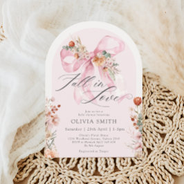 秋フローラピンクボウ秋インラブベビーシャワー 招待状