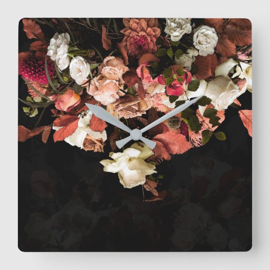 「秋フローラファンタジー」 スクエア壁時計 (正面)