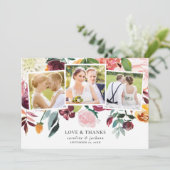 秋フローラフォト結婚コラージュのサンキューカード 招待状 (スタンド正面)