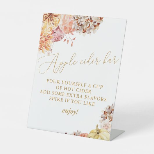 秋フローラブライダルシャワーアップルサイダー 台座サイン (正面)