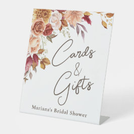 秋フローラブライダルシャワーカードとギフト 台座サイン