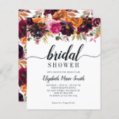 秋フローラブライダルシャワーブルゴーニュ金ゴールド招待状 (正面/裏面)