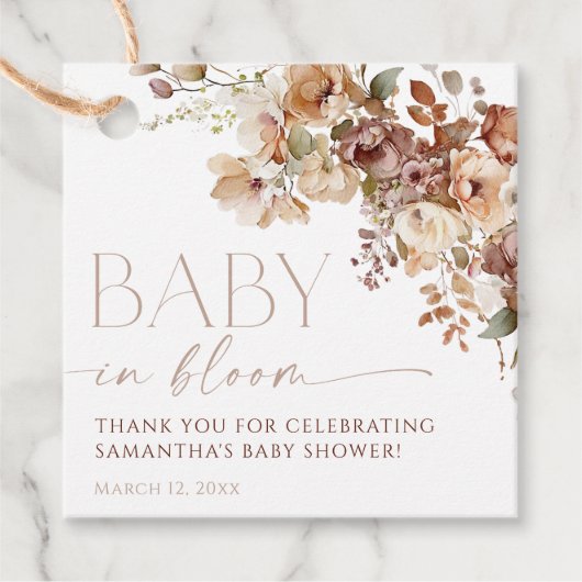 秋フローラブラウンニュートラルベビーの開花シャワー フェイバータグ (正面)