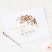 秋フローラブラウンニュートラルベビーの開花シャワー ラウンドシール (封筒)