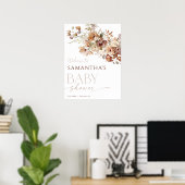 秋フローラブラウンニュートラルベビーシャワー歓迎 ポスター (ホームオフィス)