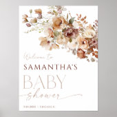 秋フローラブラウンニュートラルベビーシャワー歓迎 ポスター (正面)