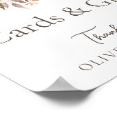 秋フローラブラウンホワイトウェディングカード&ギフトサイン ポスター (角)