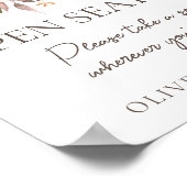 秋フローラブラウン結婚ホワイトの開席標識 ポスター (角)