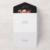 秋フローラブラックおよび金ゴールド詳細RSVP 結婚's オールインワン招待状 (外側)
