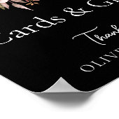 秋フローラブラックウェディングカード&ギフトサイン ポスター (角)