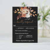 秋フローラブラックエンクロージャRSVPカード 出欠カード (スタンド正面)