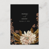 秋フローラブラック秋の結婚式QRコード エンクロージャーカード (裏面)