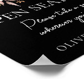 秋フローラブラック結婚のオープンシーティングサイン ポスター (角)