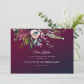 秋フローラブルガンディウォッシュビーミーメイド・オブ・オーナー(花嫁付き添い人) 招待状 (スタンド正面)