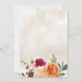 秋フローラブルガンディオレンジカボンプキンパッチ誕生日 招待状 (裏面)