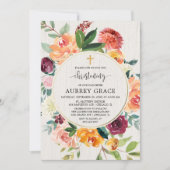 秋フローラブルゴーニュ素朴な水カラー《キリスト教》洗礼式や命名式 招待状 (正面)