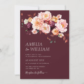 秋フローラブルゴーニュ結婚式招待状 招待状 (正面)