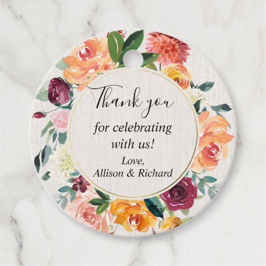 秋フローラブルゴーニュ赤面ピンク水色 フェイバータグ (正面)