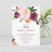 秋フローラブルゴーニュ赤面ピンク誕生日パーティー 招待状 (スタンド正面)