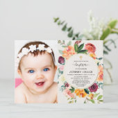 秋フローラブルゴーニュ赤面素朴バプテスマ写真 招待状 (スタンド正面)