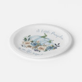 秋フローラブルーパンプキンボーイベビーシャワー ペーパープレート (アングル)