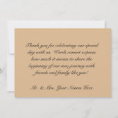 秋フローラブーケと金ゴールド結婚の サンキューカード (裏面)