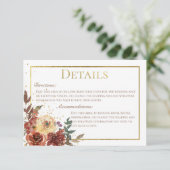 秋フローラブーケと金ゴールド結婚詳細 エンクロージャーカード (スタンド正面)