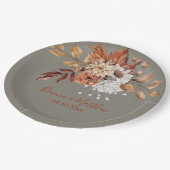 秋フローラブーケグレ結婚イの紙プレート ペーパープレート (アングル)
