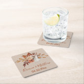 秋フローラブーケタウペスクエア紙コースター スクエアペーパーコースター (インサイチュ)