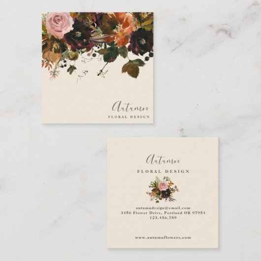 秋フローラブーケデザインスクエア名刺 スクエア名刺 (正面/裏面)