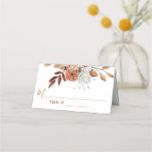 秋フローラブーケホワイト結婚ズ座席表 プレイスカード (正面)