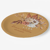 秋フローラブーケ結婚金ゴールド紙プレート ペーパープレート (アングル)