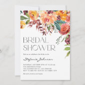秋フローラブーケQRコードブライダルシャワー 招待状 (正面)