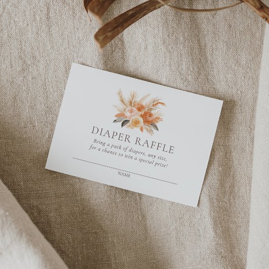 秋フローラベビーシャワーおむつラッフルチケット エンクロージャーカード