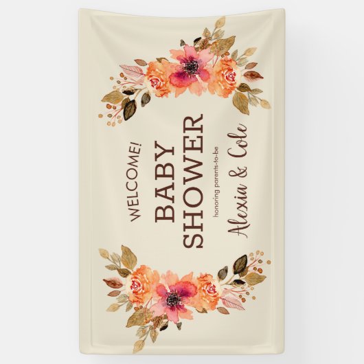 秋フローラベビーシャワー背景 横断幕 (縦)