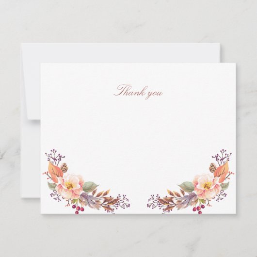 秋フローラベビーシャワー/パーティー好意ありがとう サンキューカード (正面)