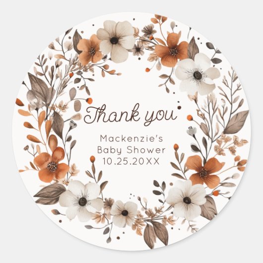 秋フローラベビーシャワー ラウンドシール (正面)