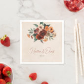 秋フローラペーパーナプキンテラコッタバーントオレンジ スタンダードカクテルナプキン (インサイチュ)