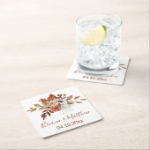 秋フローラホワイトスクエア紙コースター スクエアペーパーコースター (インサイチュ)