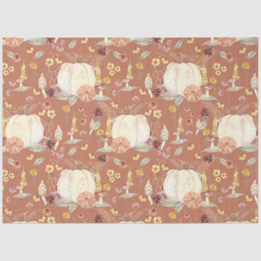 秋フローラホワイトパンプキンキノコの錆の分離 薄葉紙 (正面)