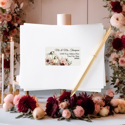 秋フローラホワイトパンプキンブルゴーニュ差出人住所 ラベル