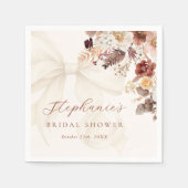 秋フローラホワイトボウブライダルシャワー スタンダードカクテルナプキン (正面)