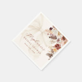 秋フローラホワイトボウブライダルシャワー スタンダードカクテルナプキン (角)