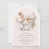 秋フローラホワイトボウベビーイン開花ベビーシャワー 招待状 (正面)