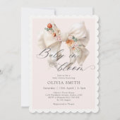 秋フローラホワイトボウベビーイン開花ベビーシャワー 招待状 (正面)