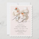 秋フローラホワイトボウ秋インラブベビーシャワー 招待状 (正面)