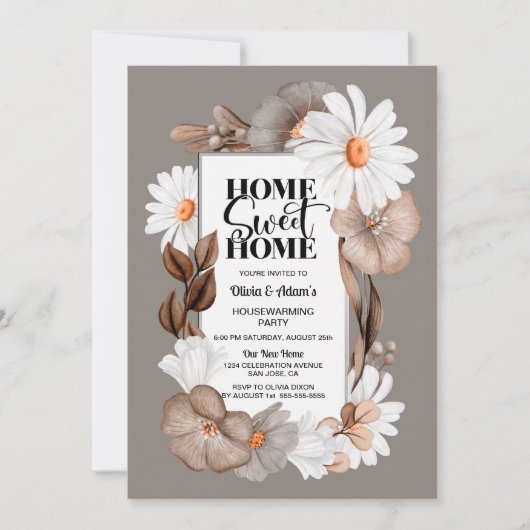 秋フローラホームスイートホーム引っ越し祝いパーティーパーティー 招待状 (正面)