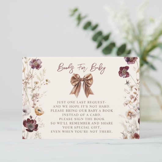 秋フローラボウガール赤ちゃんシャワーブックリクエスト エンクロージャーカード (スタンド正面)