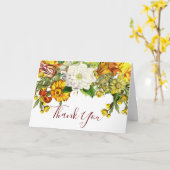 秋フローラボタニカルブルゴーニュ金ゴールドありがとう カード (黄色い花)