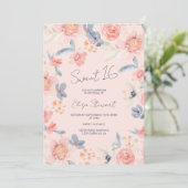 秋フローラボホピンクブルーウォーター色スウィート16 招待状 (スタンド正面)